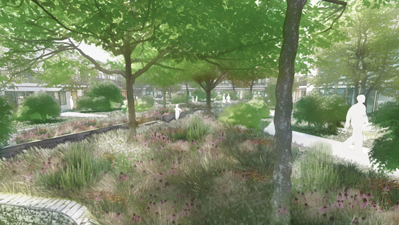 Visual ontwerp daktuin TROM Hoofddorp